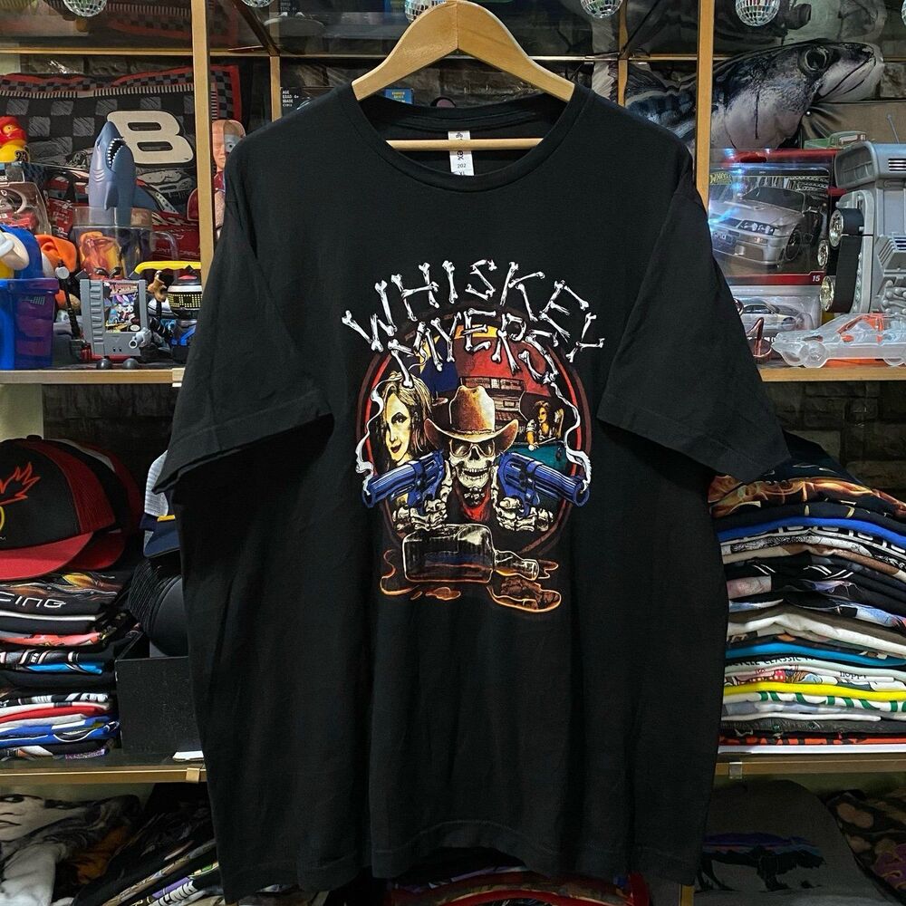 Whiskey Myers Skeleton Cowboy Dual Revolvers Band T-Shirt Mens XL Black Tultex
